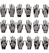 Henna Tattoo Stencils Kit, 18Temporary Tattoo Stenci Indian Mehndi Designs for Hands, Traditional...