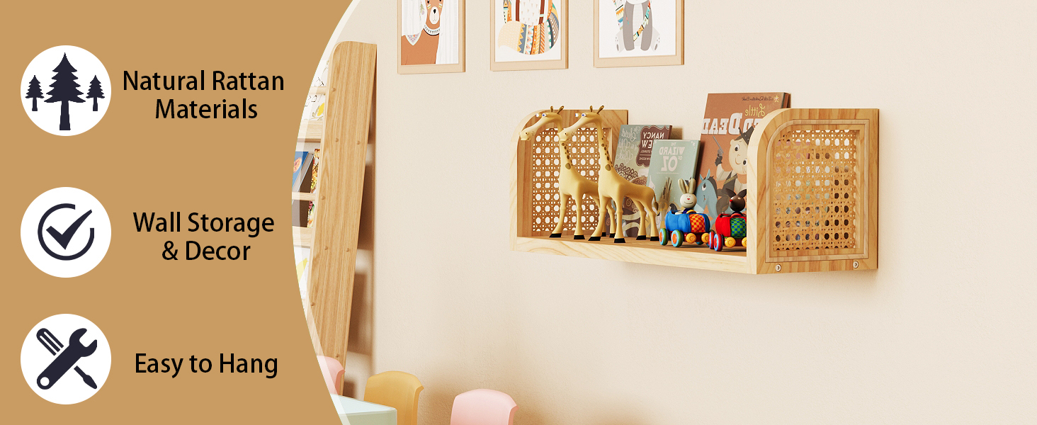 Vécu 17 Étagère murale en rotin