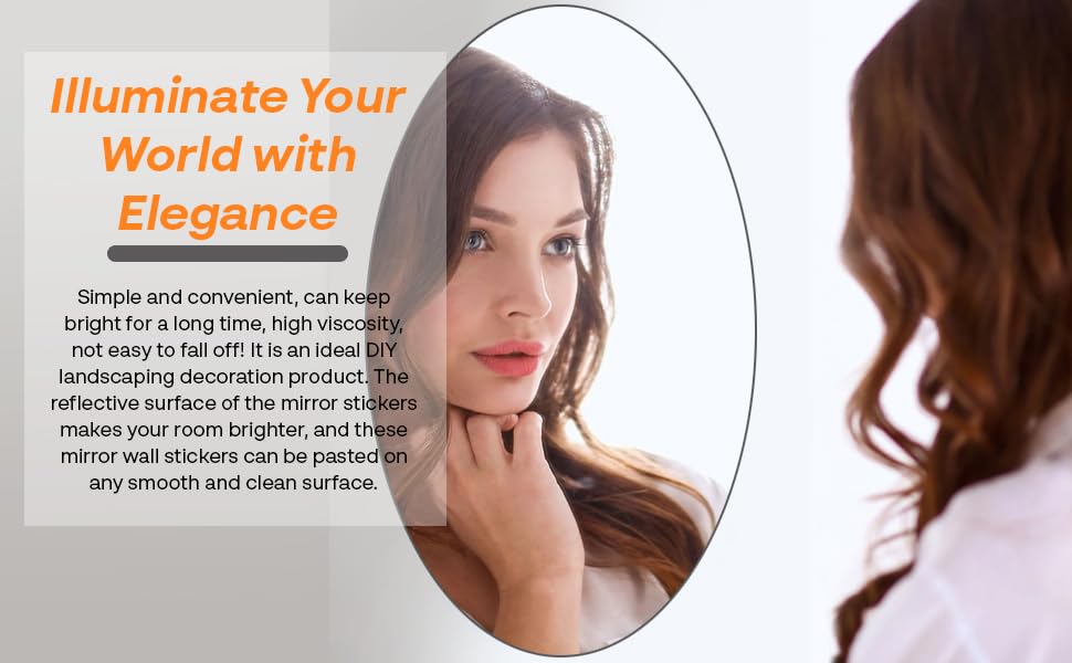 Oval Shape Adhesive Mirror Sticker for Wall