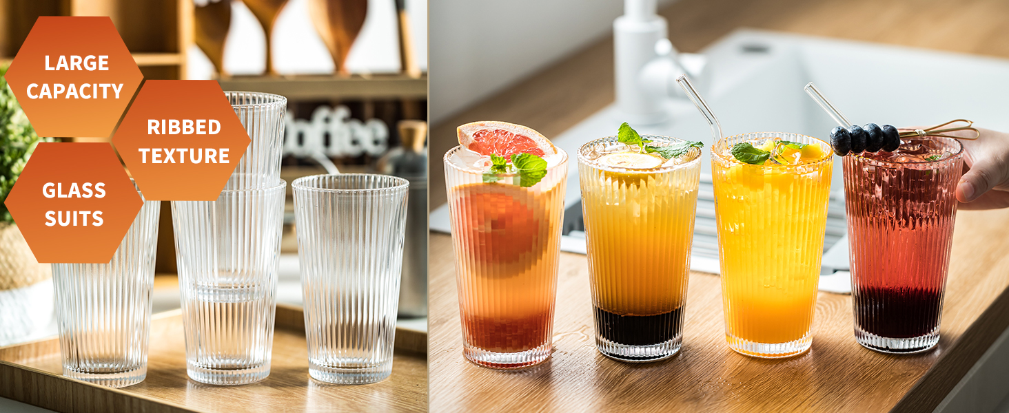 Party Ribbed Glassware