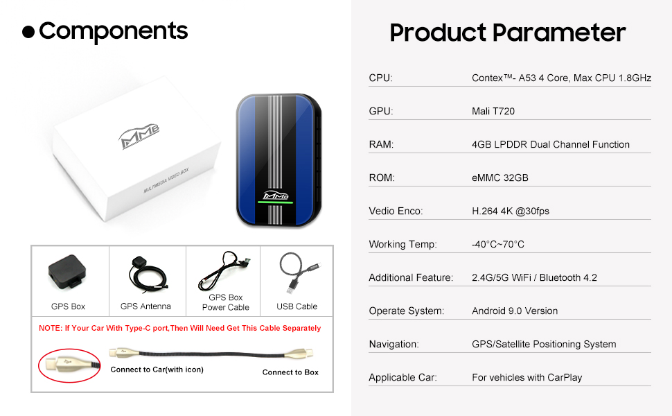 2021 New Carplay Wireless Adapter Ai Box for Cars with OEM Carplay, Add Android Multimedia