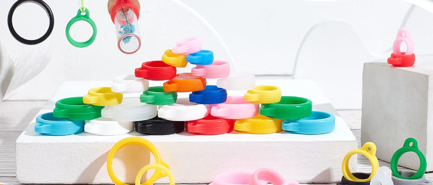 24PCS 6 Colors AntiLost Silicone Rubber Rings Band Holder