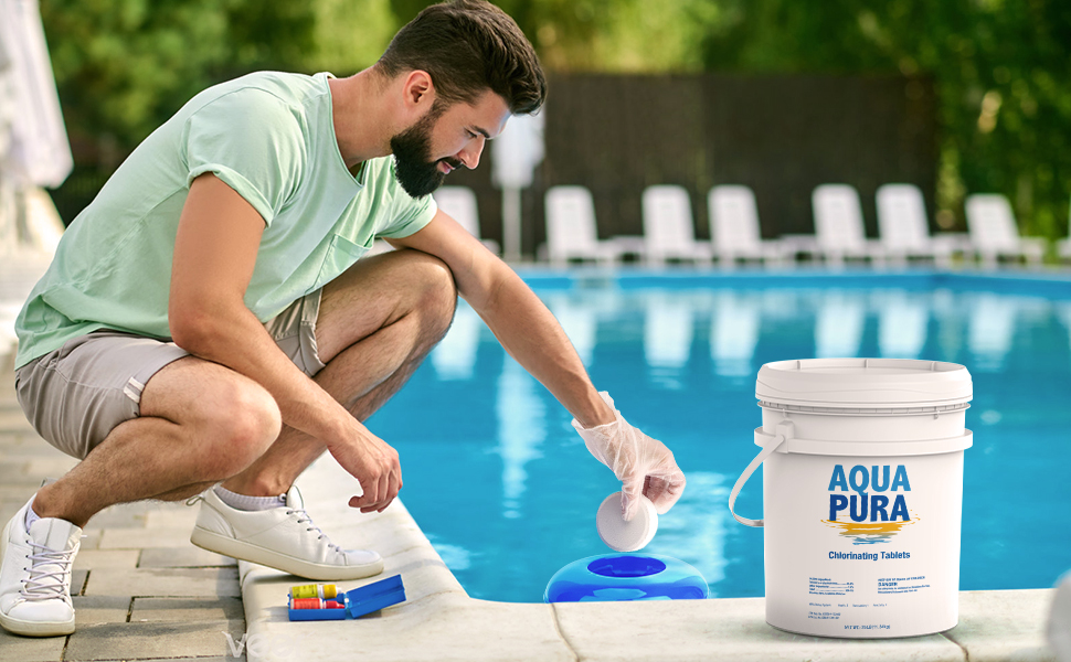 Aqua Pura Chlorine Tablets for Swimming Pool,3" Pool