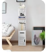 Multifunctional Tall Tower Storage Cabinet, White Bathroom Cabinet Wooden Bathroom Tower Storage ...