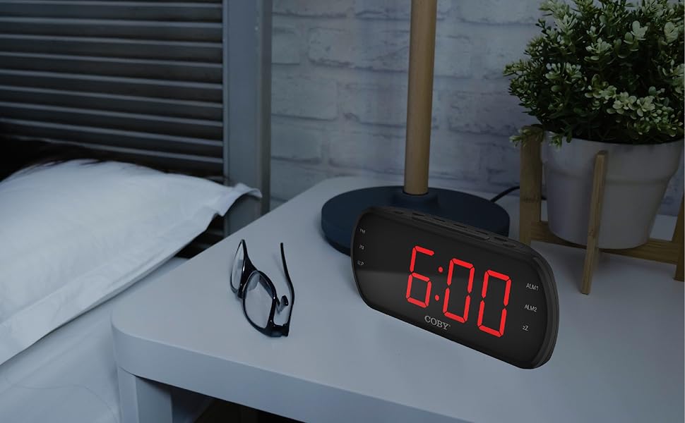Coby Digital Dual Alarm Clock with FM Radio Large LED