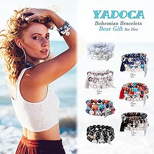 7 Sets Bohemian Stackable Beaded Bracelets
