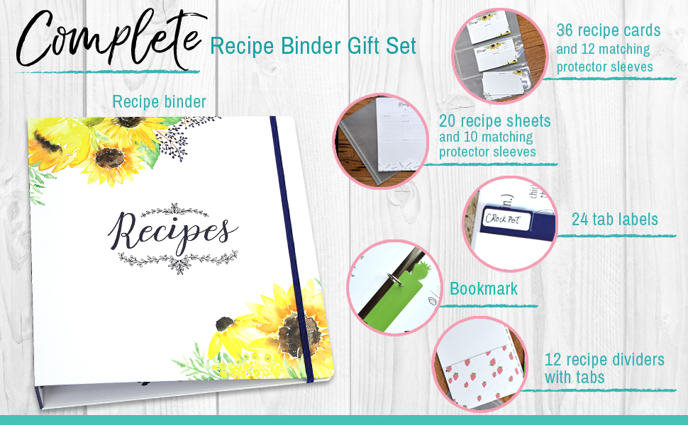OUTSHINE Recipe Book Binder SetFarmhouse Recipe Binder 8