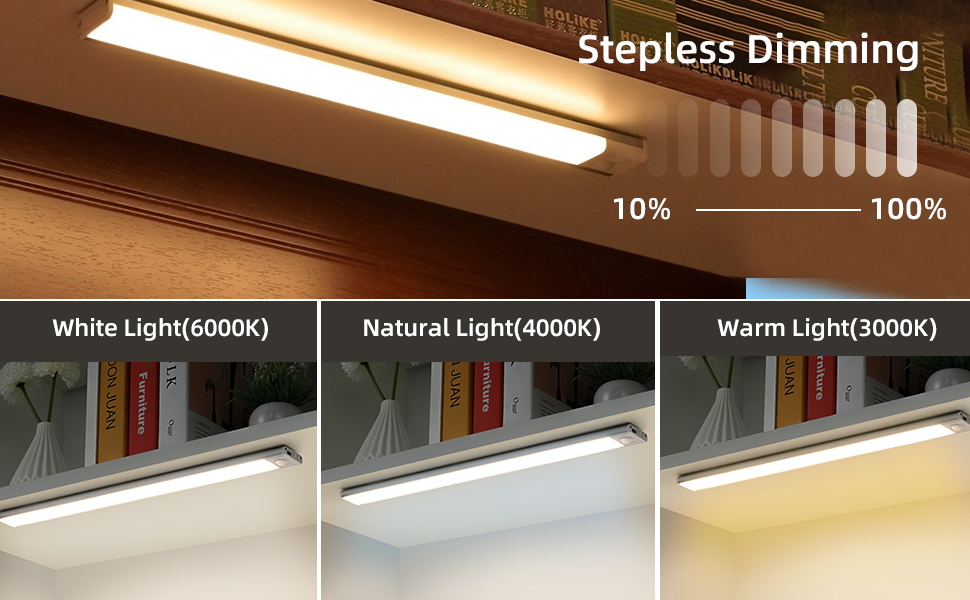 ROUDJER Under Lighting, 3 Pack USB Rechargeable Wireless Motion