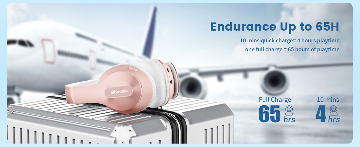 Endurance Up to 65H. 10 mins quick charge= 4 hours playtime. one full charge = 65 hours of playtime