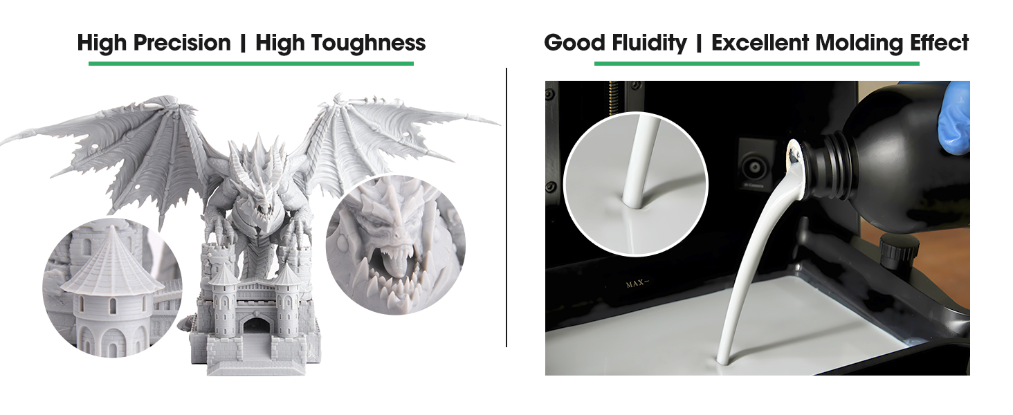 eSUN High Speed 3D Printer Resin, High Precision and Delicate Fast Printing Rapid Photopolymer Resin for UV-Curing 405nm LCD DLP 3D Printers, 1000g Grey 12 HS100 High Speed Resin