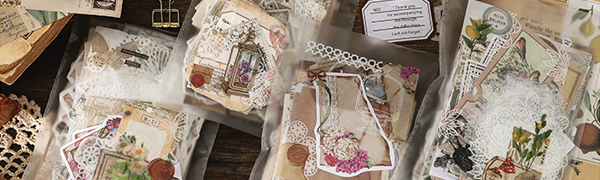 Amazon.com: HADEEONG 260 Pieces Vintage Scrapbook Supplies