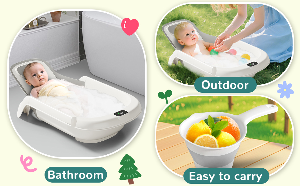 Baby Bath Tub with Real-Time Thermometer