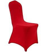 Peomeise 12pcs Stretch Spandex Chair Cover for Wedding Party Dining Banquet Event (Red, 12)