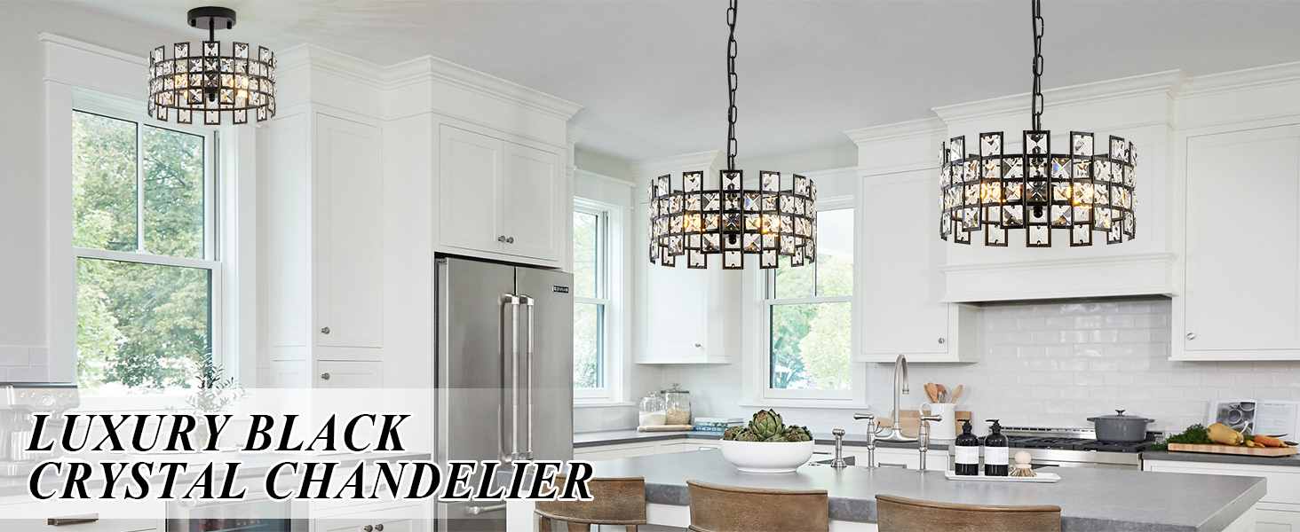 crystal pendant lignt modern black pendant lighting small chandelier kitchen dining toom entryway