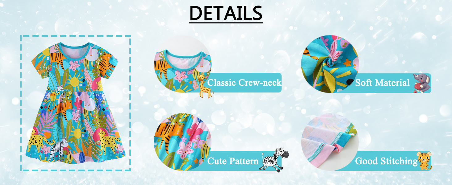 Little girls summer dress cartoon print dress spring dress for toddler