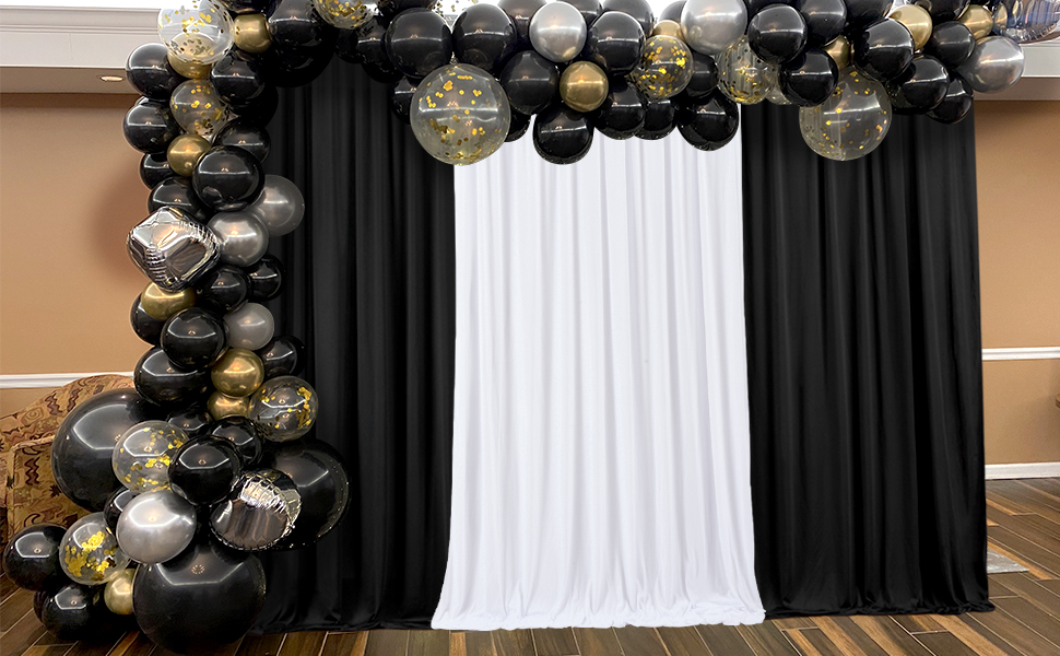 10x10 Black Backdrop Curtain for Parties Wrinkle Free Black