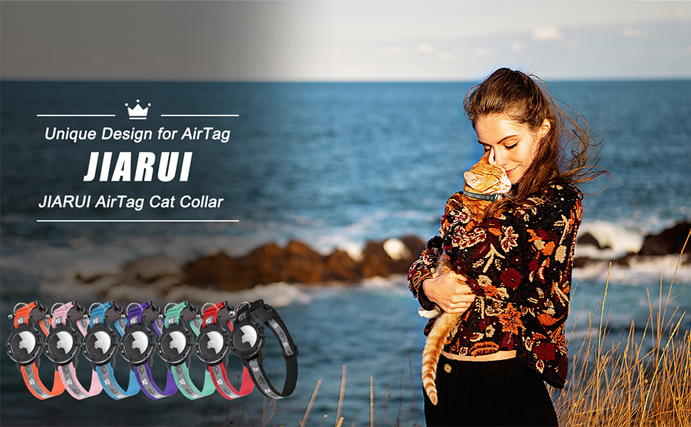Reflective Airtag Cat Collar, JIARUI Integrated Apple Airtag Cat Collar