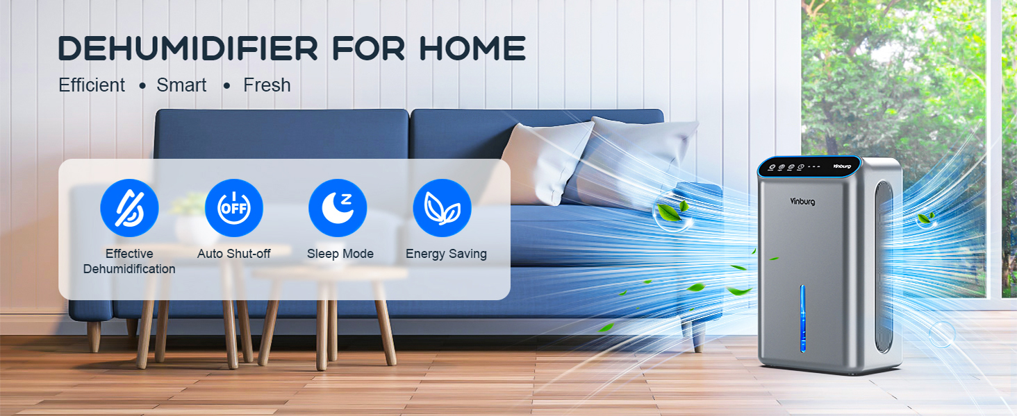 Vinburg dehumidifier control panel closeup - View 2