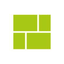 Four bright green rectangles of varying sizes arranged in a grid pattern against a black background.