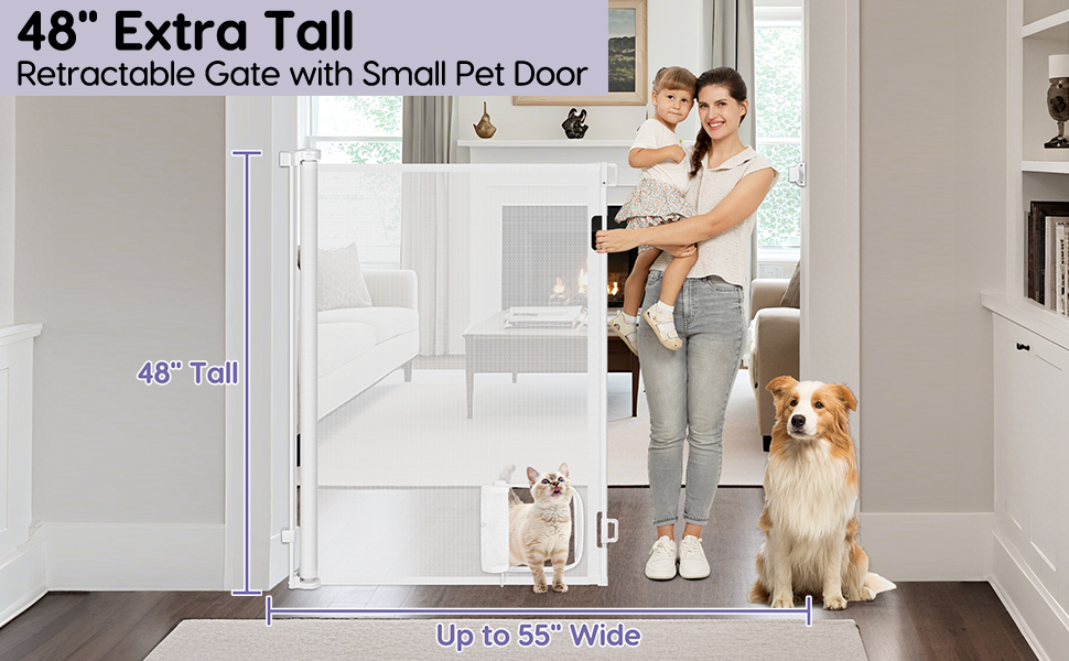 Tall retractable baby gates tall retractable dog gate retractable baby gate with cat door gate