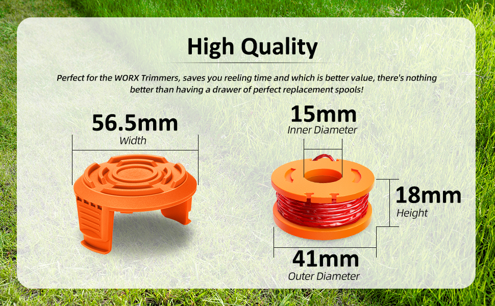 24PCS WA0004 WA0010 Replacement Trimmer Spool & Cover Set, 0.065" Weed