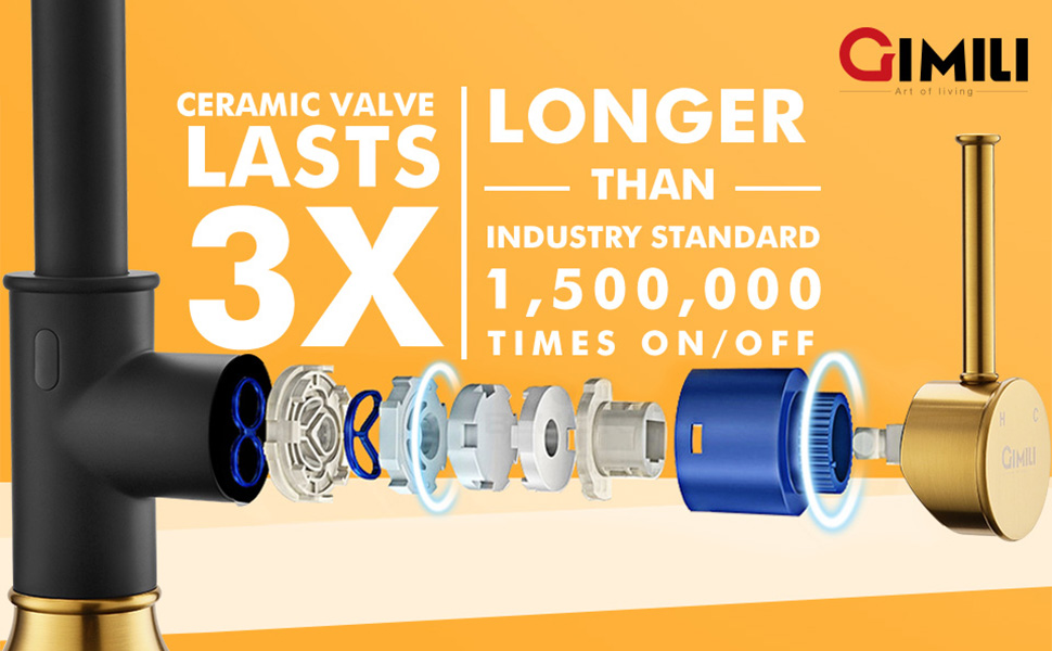 GIMILI Black and Gold Touchless Kitchen Faucet with AC Adapter, Motion