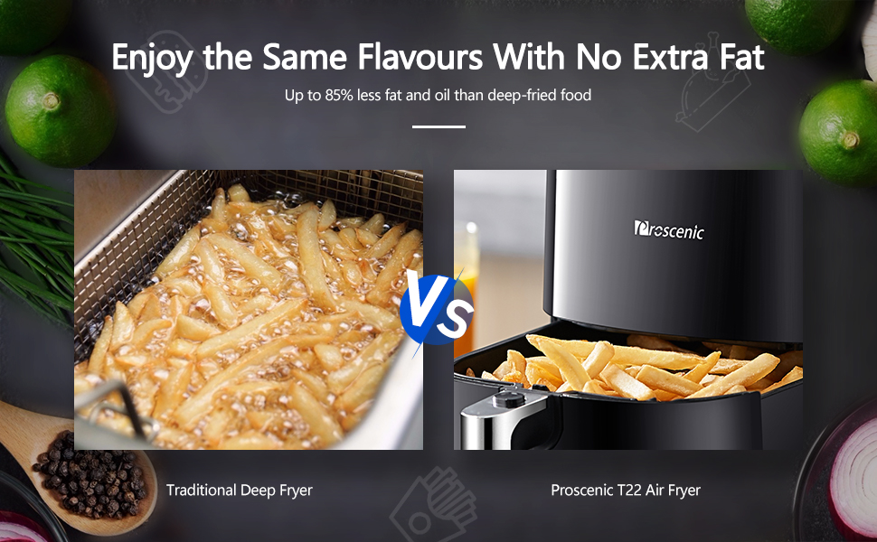 Proscenic T22 Air Fryer With 13 Presets & Shake Reminder, Oil Free Air Fryer 5L, Low-Noise, Compatible With APP & Alexa, 100+ Online Recipes, LED Touch Screen, Non-Stick Basket, 1700W 14 Air Fryer