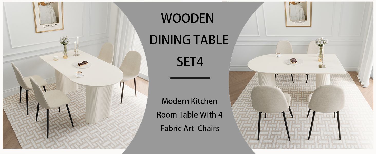 KIYEET Modern Dining Table Set for 4, 5 Piece Dining Table