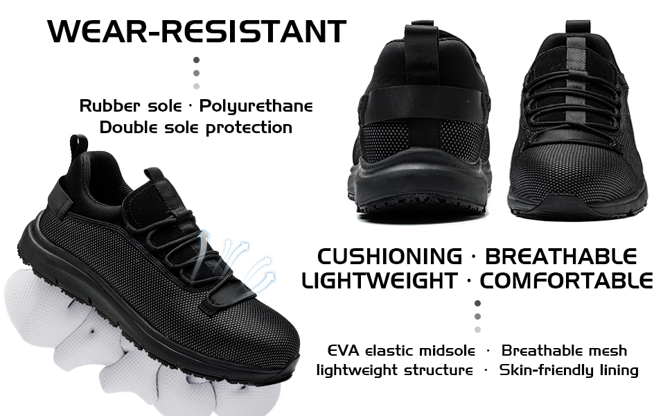 Non slip waterproof steel toe work safety shoes for men women