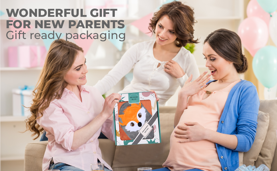 Packed in a gift ready packaging, this towel is great baby shower gift with mum to be surprised