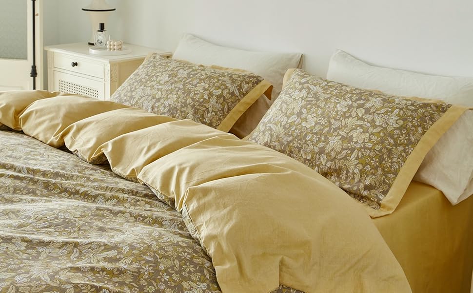 YuHeGuoJi Farmhouse Flower Duvet Cover Queen 100 Cotton