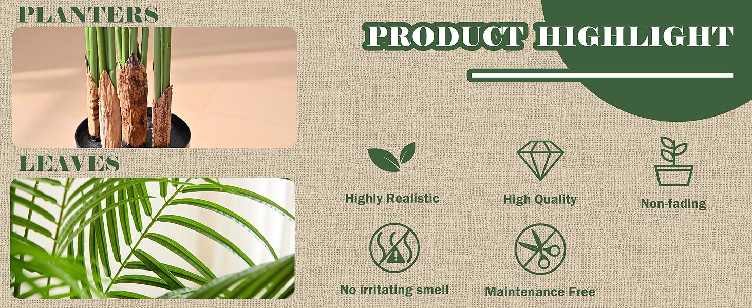 FSOHOI Artificial Fake Palm Tree 4FT Tropical Faux Palm Trees in Pot