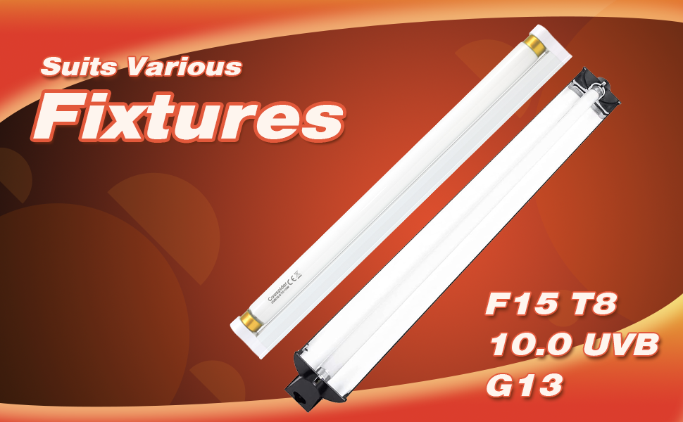 2 Pack Terrarium Reptile Light Bulb UVB10.0 15W Vivarium UVA UVB Fluorescent Desert Lamp Tube