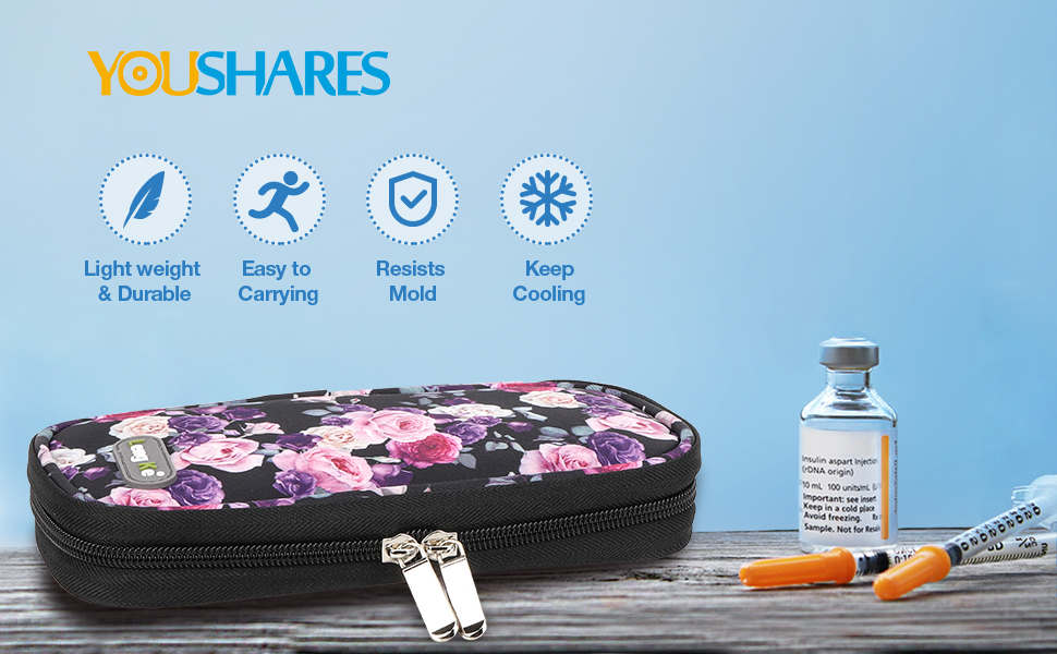 YOUSHARES Insulin Travel Case with 2 Ice Packs Insulin Cooler Travel Case for Insulin Pen and