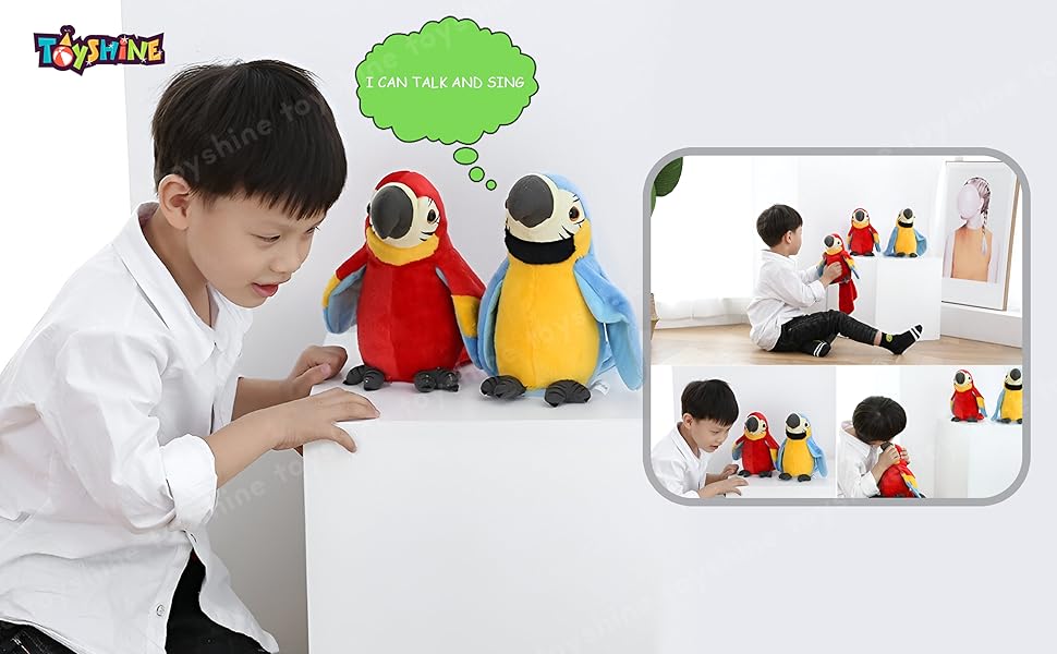 oyshine Talking Macaw Parrot Repeat What You Say Stuffed Animal Plush Toy