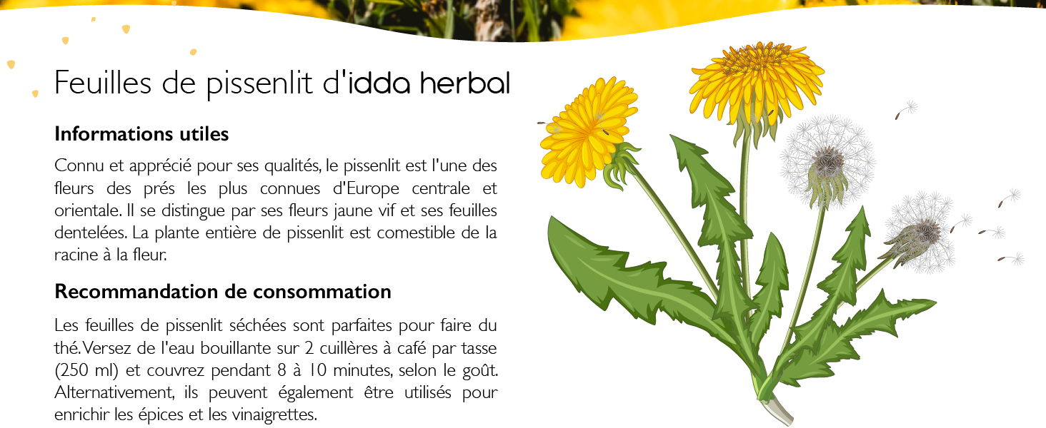 Feuilles de pissenlit idda herbal fr