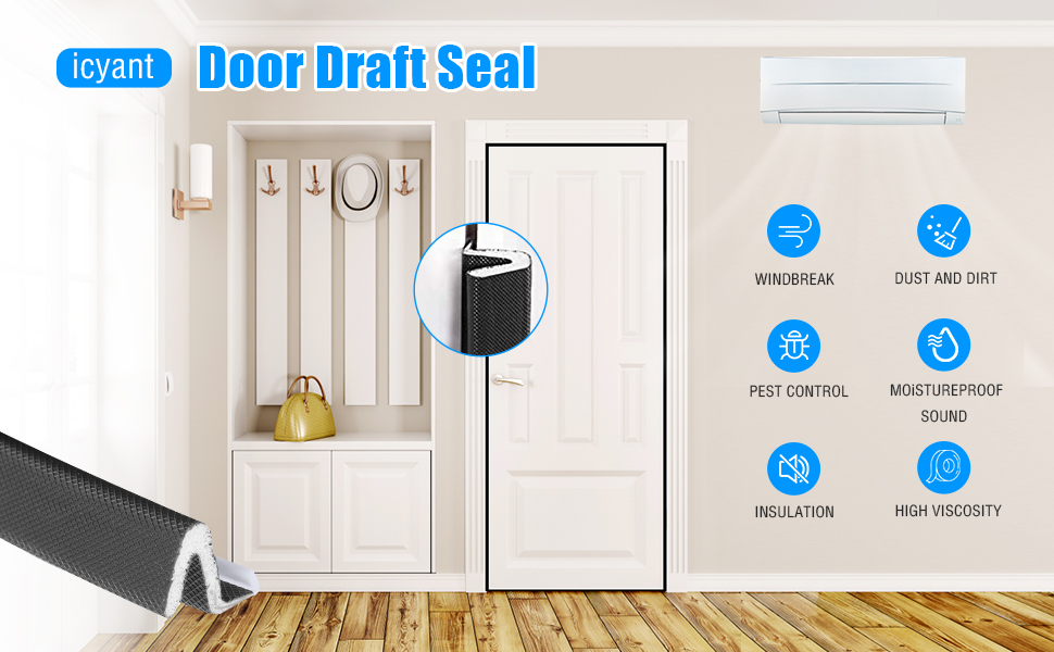 icyant Kerf Weather Stripping for Doors, 19.7 Ft V Shaped Kerf