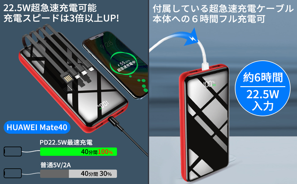 Amazon | 「新登場 超急速充電 」モバイルバッテリー 30000mAh