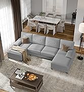 Walsunny Sectional Couches for Living Room, Convertible U-Shaped Sofa Couch with Double Chaise