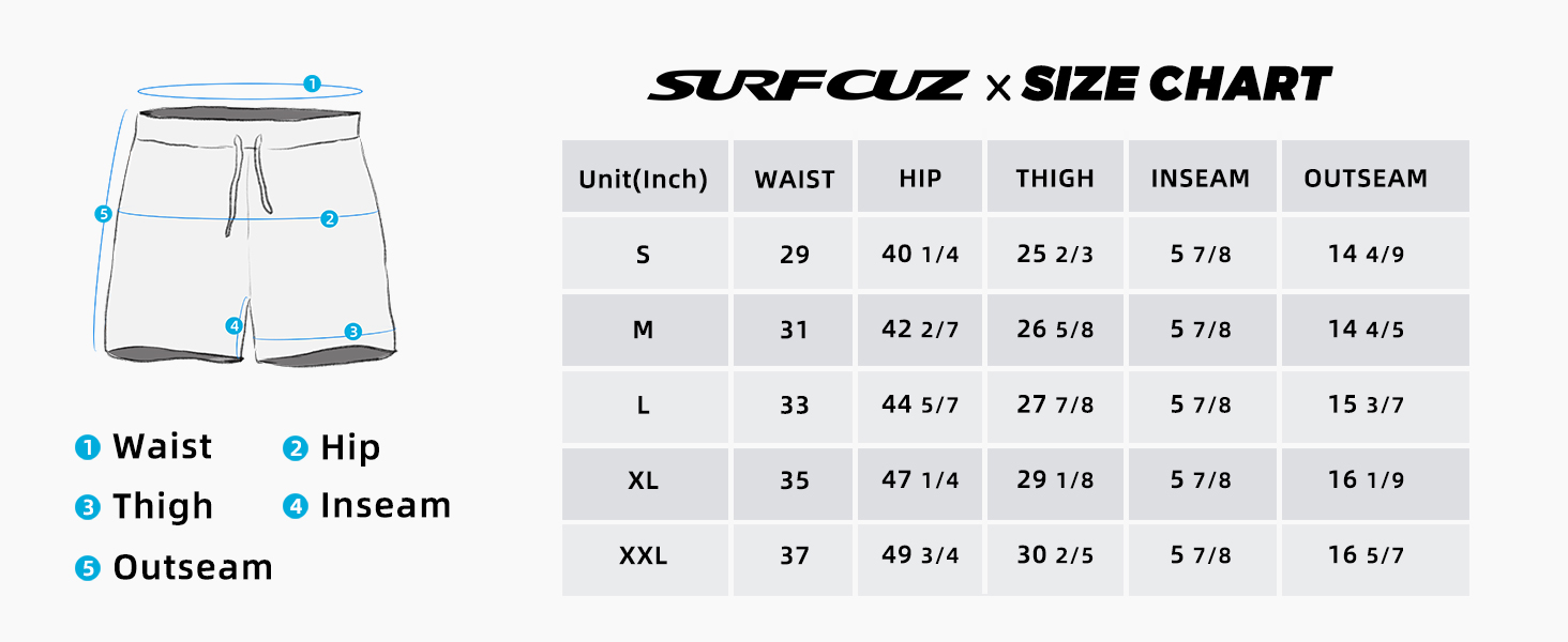 mens 5 inch swimming shorts