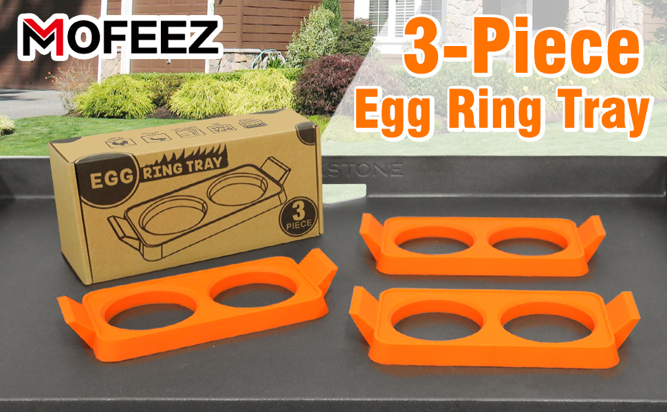 Mofeez Silicone Egg Rings Tray for Blackstone Griddle (Set