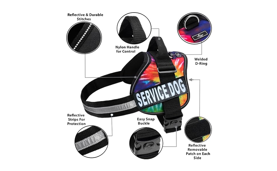 Service Dog Harness with Hook and Loop Straps and Handle