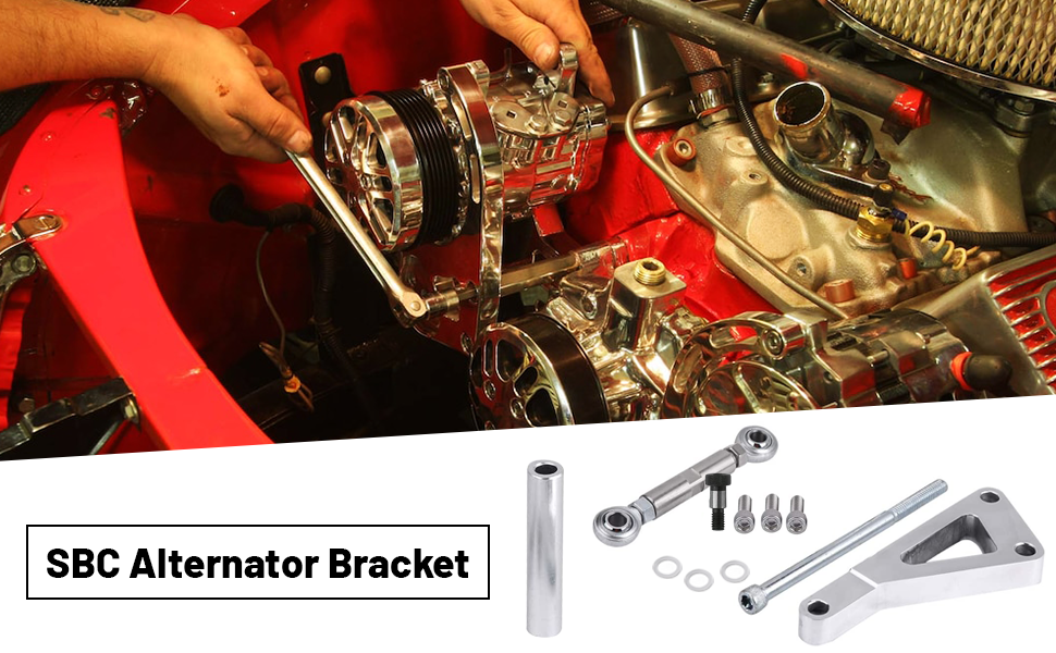 Piodelo SBC Alternator Bracket Adjustable Kit, Long Water