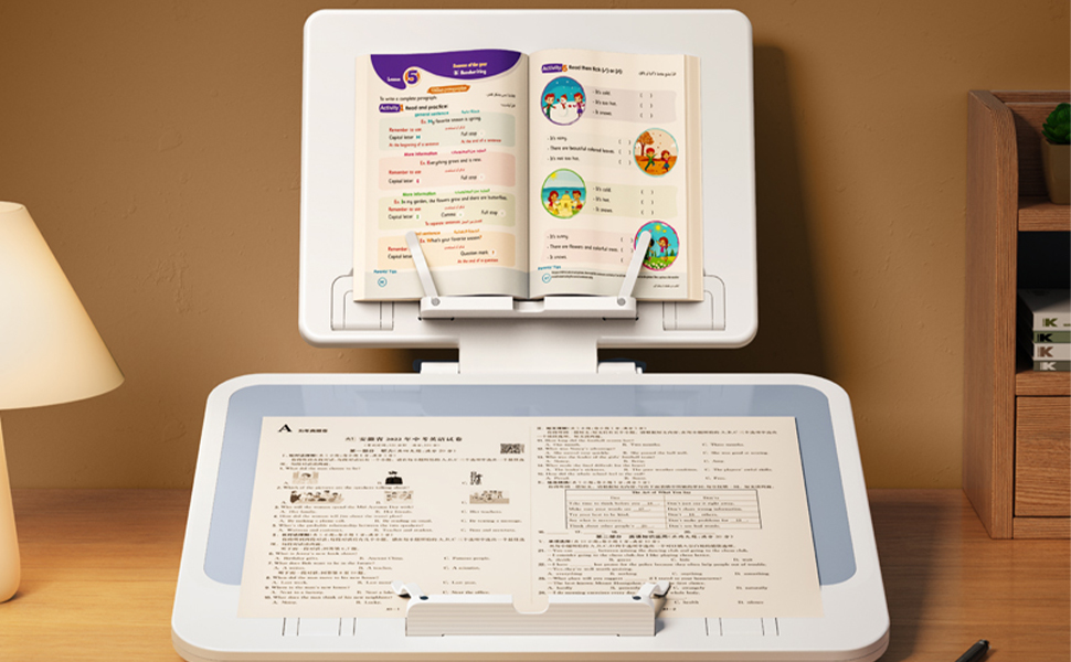 SEZQMA Adjustable Laptop Lap Desk with Book Holder Desktop Whiteboard DryErase