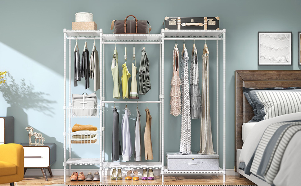 FTEYUET Clothes Rails, Heavy Duty Clothing Rail Clothing Garment Rack Coat Rails Coat Racks