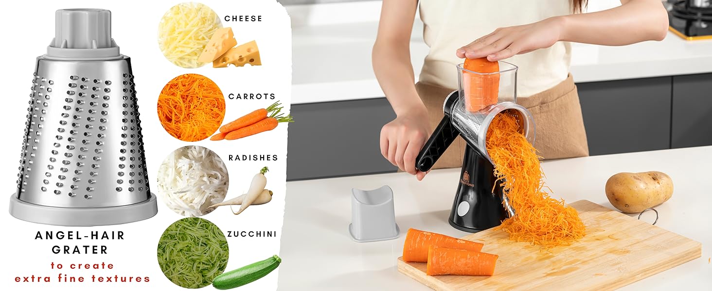 Brieftons 4-Blade Rotary Grater angel hair blade
