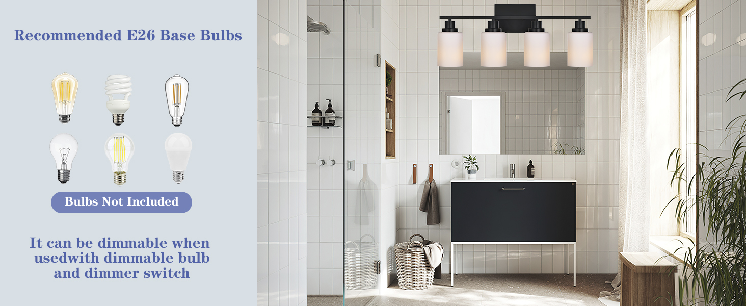 Wanluce 4Light Bathroom Vanity Light Black Bathroom Lighting Fixtures