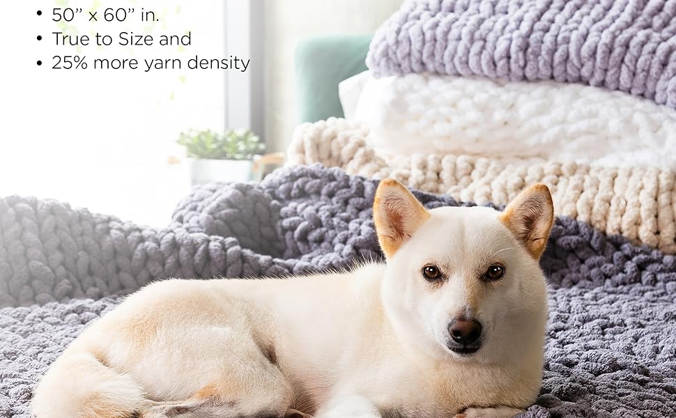 Chunky Knit Blanket Throw 50"x60" 4.25lbs, Chunky Knit Blanket, Knit