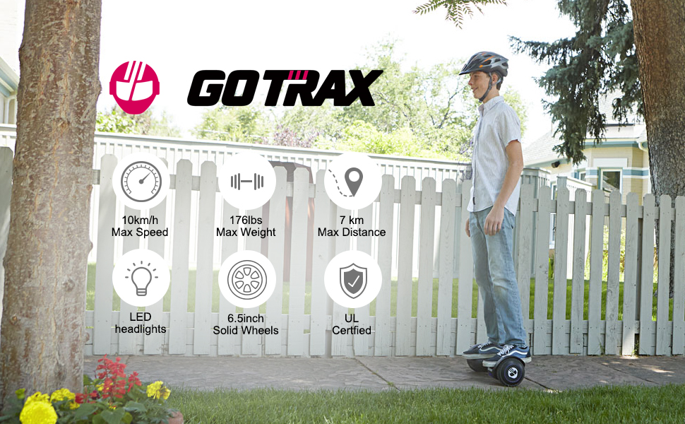 Gotrax Edge Hoverboard with 6.5" LED Wheels & Headlight, Max 5km Range