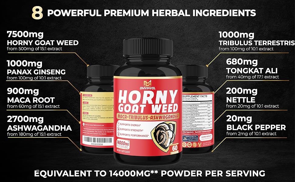2 Packs Horny Goat Weed Ingredients